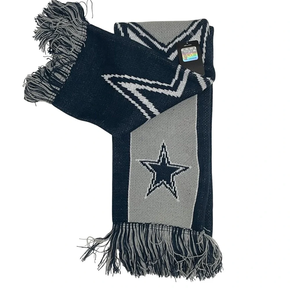 Dallas Cowboys NFL Knit Scarf Navy‎ Blue Grey Americas Team Star Logo NWT